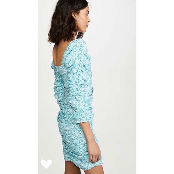 [165] Nicholas Crossover Gathered Dress in Aqua - Picture 6 of 8